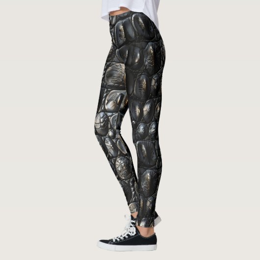 Zwart krokodilleder leggings (Links)