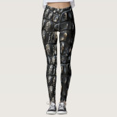 Zwart krokodilleder leggings (Voorkant)
