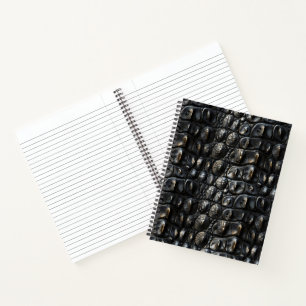Zwart krokodilleder notitieboek