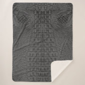 Zwart krokodilleder sherpa deken (Voorkant)