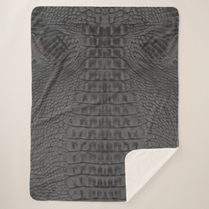 Zwart krokodilleder sherpa deken