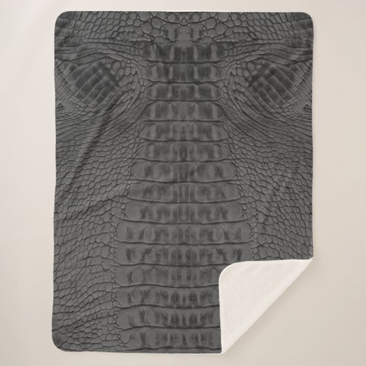 Zwart krokodilleder sherpa deken (Voorkant)