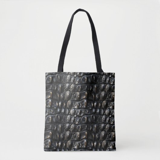 Zwart krokodilleder tote bag (Voorkant)