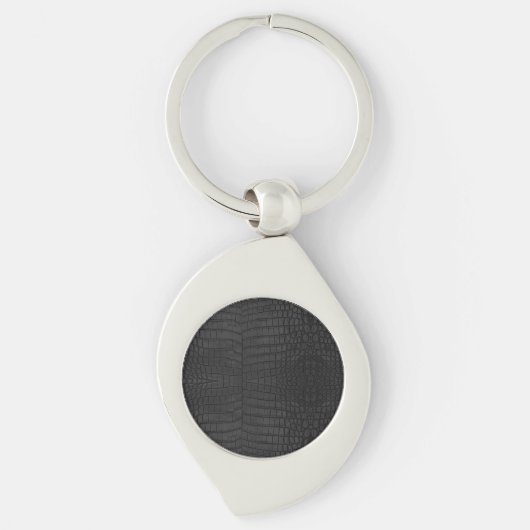 Zwart krokodillederpapier sleutelhanger (Voorkant)