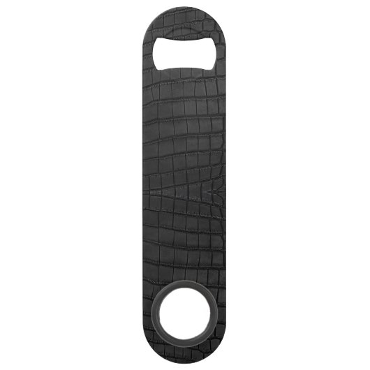 Zwart krokodillederpapier speed flessenopener (Achterkant)