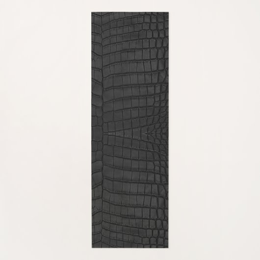 Zwart krokodillederpapier yogamat (Voorkant)