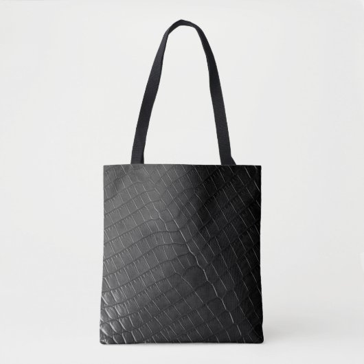 Zwart krokodillenleder tote bag (Voorkant)