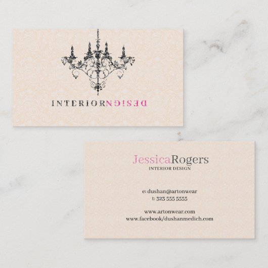 Zwart Kroonluchter Beige Achtergrond Interieur Ont Visitekaartje (Voorkant / Achterkant)