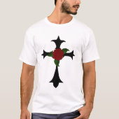 Zwart kruidenkruis met een rood rozenShirt T-shirt (Voorkant)