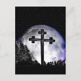 zwart kruis en volle maan briefkaart