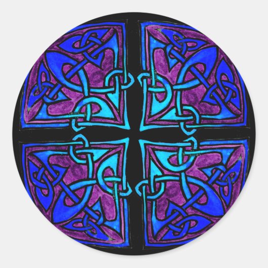 Zwart kruis ronde sticker (Voorkant)