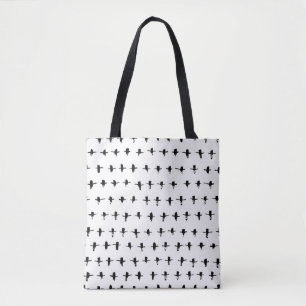 Zwart kruisen Hand getrokken geometrisch Tote Bag