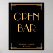 Zwart kunstdeco Gold Wedding Open Bar 18x24 Poster (Voorkant)