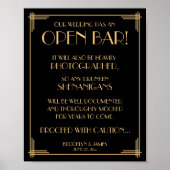 Zwart kunstdeco Grote Gatsby Open Bar, 8x10 Poster (Voorkant)