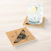 Zwart kunstdeco-vlinder -  achtergrond glazen onderzetter (Schuin)