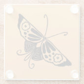 Zwart kunstdeco-vlinder -  achtergrond glazen onderzetter (Achterkant)