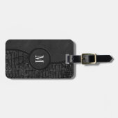 Zwart kunstleder Alligator Skin Luxe Monogram Bagagelabel (Voorkant horizontaal)