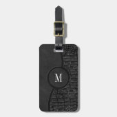 Zwart kunstleder Alligator Skin Luxe Monogram Bagagelabel (Voorkant verticaal)