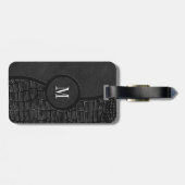 Zwart kunstleder Alligator Skin Luxe Monogram Bagagelabel (Achterkant horizontaal)
