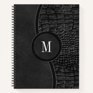 Zwart kunstleder Alligator Skin Luxe Monogram Notitieboek