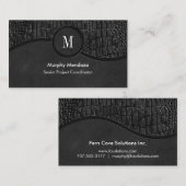 Zwart kunstleder Alligator Skin Luxe Monogram Visitekaartje (Voorkant / Achterkant)