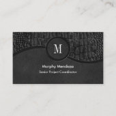 Zwart kunstleder Alligator Skin Luxe Monogram Visitekaartje (Voorkant)