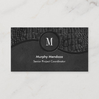 Zwart kunstleder Alligator Skin Luxe Monogram Visitekaartje