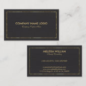 Zwart kunstleder en gouden rand visitekaartje (Voorkant / Achterkant)