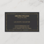 Zwart kunstleder en gouden rand visitekaartje (Achterkant)