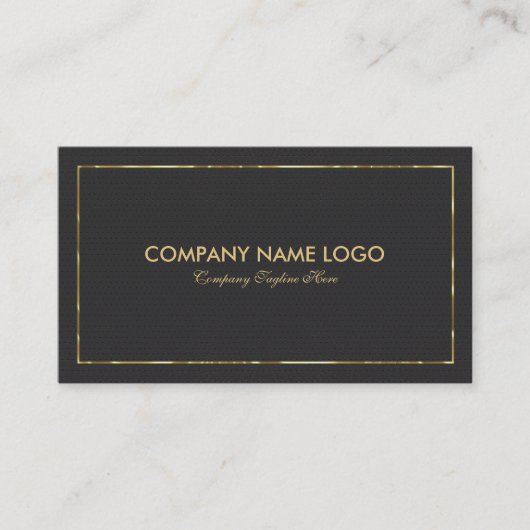 Zwart kunstleder en gouden rand visitekaartje (Voorkant)