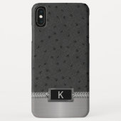 Zwart kunstleder Monogrammed iPhone XS Max Hoesje (Achterkant)