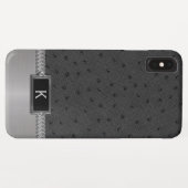 Zwart kunstleder Monogrammed iPhone XS Max Hoesje (Achterkant (horizontaal))