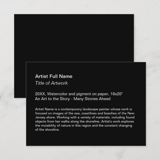 Zwart Kunstwerk Tentoonstelling Kunst Show Placard Bedankkaart (Voorkant / Achterkant)
