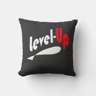Zwart kussenhoes met level-up tekst kussen