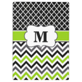 Zwart laaggroen Chevron Monogram Klembord (Achterkant)