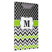 Zwart laaggroen Chevron Monogram Klembord (Rechts)