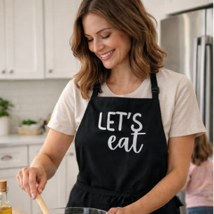 Zwart ‘Laat Ons Eten.’ Minimalistisch Keuken Schor Schort