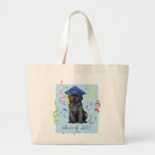 Zwart lab Afstuderen Grote Tote Bag (Voorkant)