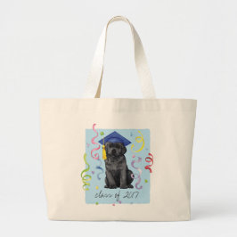 Zwart lab Afstuderen Grote Tote Bag
