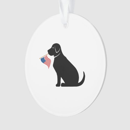 Zwart Lab Amerikaanse vlag Pet Memorial Liefde Ornament (voorkant)