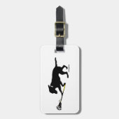 Zwart lab Bagagelabel met lacrosse (Voorkant verticaal)
