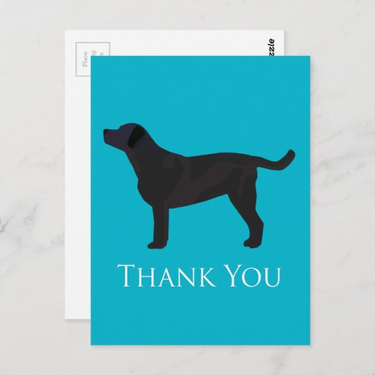 Zwart lab - bedankt kaartontwerp briefkaart (Voorkant / Achterkant)