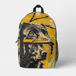 Zwart lab bedrukte rugzak