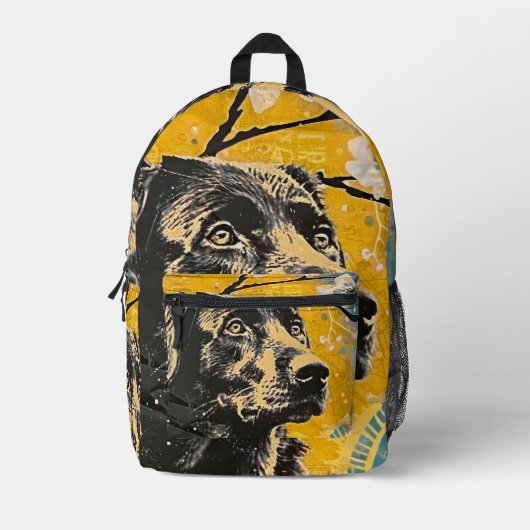 Zwart lab bedrukte rugzak (Voorkant)