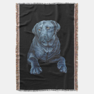 Zwart lab Blanket Blue Dog Art Throw Blanket Deken
