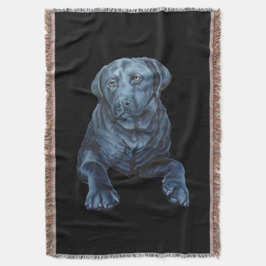 Zwart lab Blanket Blue Dog Art Throw Blanket Deken (Voorkant Verticaal)