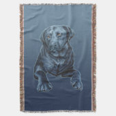 Zwart lab Blanket Blue Dog Art Throw Blanket Deken (Voorkant Verticaal)