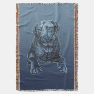 Zwart lab Blanket Blue Dog Art Throw Blanket Deken