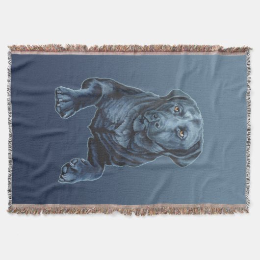 Zwart lab Blanket Blue Dog Art Throw Blanket Deken (Voorkant)