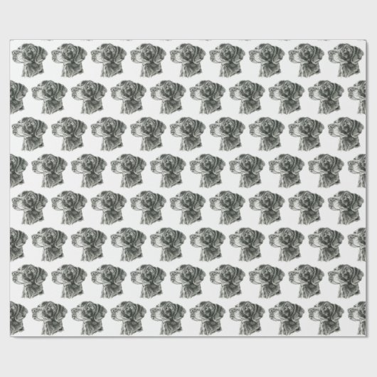 Zwart lab cadeaupapier (Vlak)